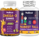 NuBest Bundle Bone Growth - Hjernevækst: Omega 3 Gummies Tall New Look for Kids & Teens med Calcium, Collagen, Urter, Omega 3 Flaxseolie