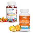 Halal Multivitaminer til børn (90 Greve) & Halal Omega 3 Gummier til voksne & Børn (60 Greve) - Non-GMO, Vegetar, Gluten Free Halal Gummies