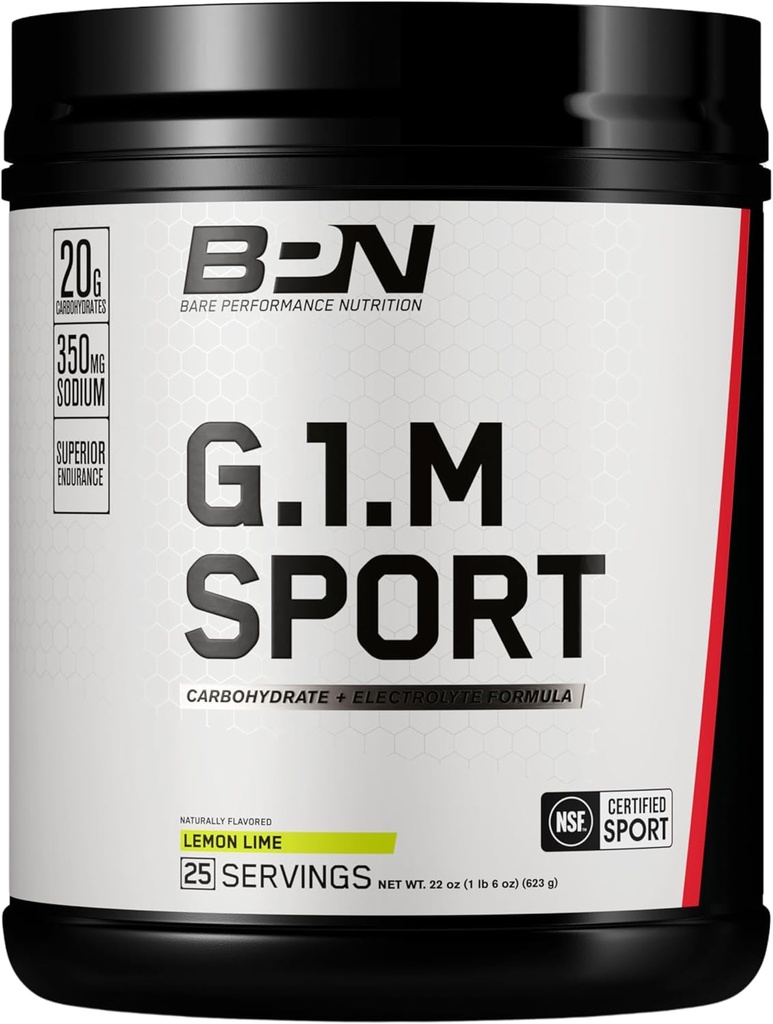 BARE YDEEVNE NETRITION, BPN G.1.M Go One more Sport, Endurance Training Fuel, Superior Carbohydrat & Elektrolytes Powder Formel, Reducere træthed, Lemon Lime, 25 Serveringer
