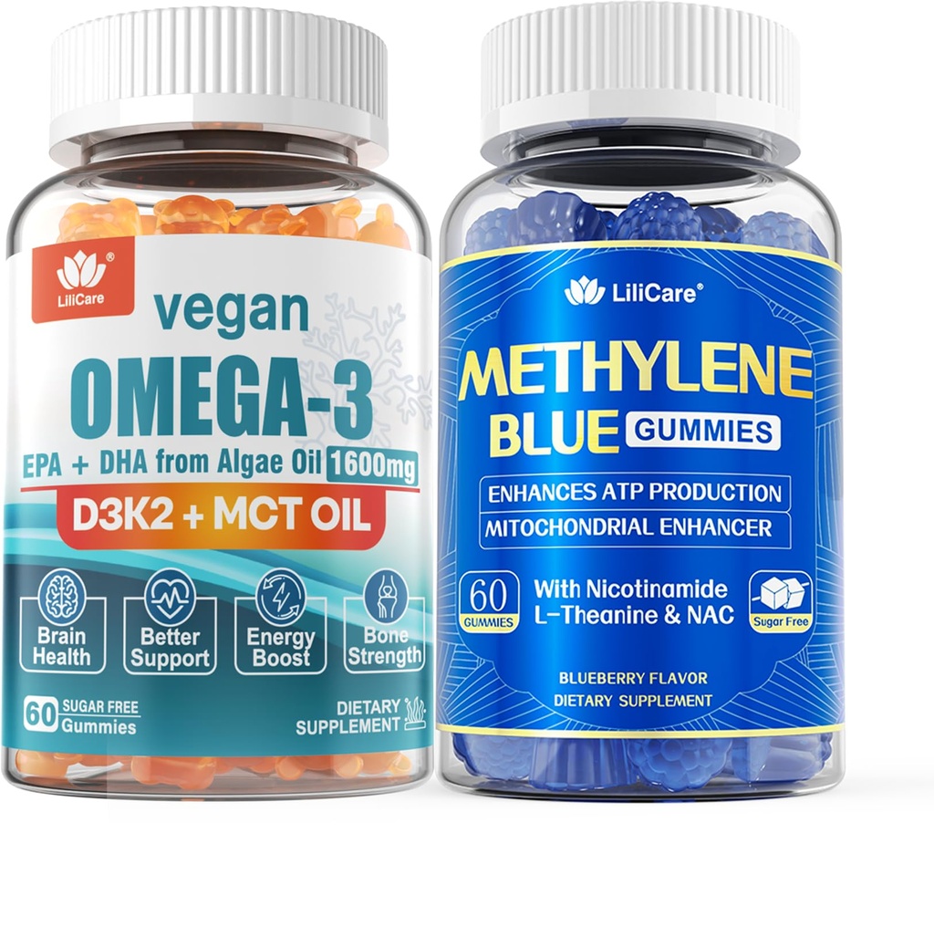 Vegansk Omega 3 Gummies 1280mg + methylen blå Gummies for Human