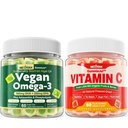 Nextdia Vegan Omega 3 Gummies + Whole Food Vitamin C Gummies til voksne og børn