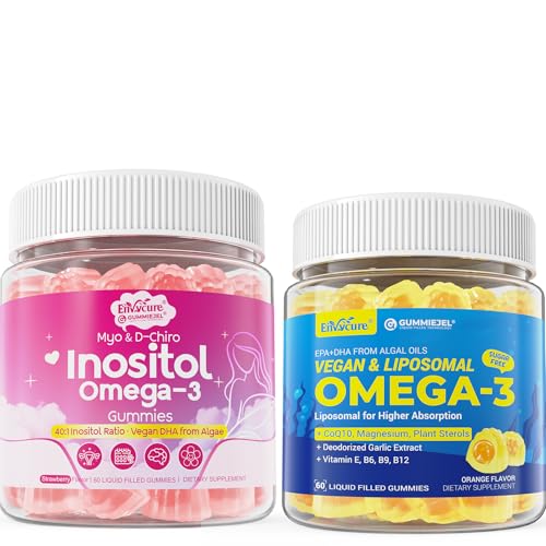 Vegan Omega-3 Gummies, Inositol + Omega-3 Gummies, 2 Pack