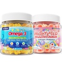 Kids Methylerede Multivitamin Gummier med Calcium, Probiotika + Omega 3 Gummier med Vitamin D3 & K2, C, DHA
