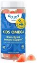 GOJOY Kids Omega 3 DHA Gummies - No Fish Burps, No Sugar - Brain, Eye & Immunsupport - Plant-Based Omega-3 fra Alger - Vegan, Clean DHA for Toddlers, Børn & Børn i alderen 3 +