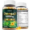 Omega-3 Supplement Gummies for kvinder & mænd - 1000mg Vegan Omega3 DHA & EPA med gurkemeje, D3- vitamin, K2, Citicolin for total sundhed - Alger Oil Omega 3 Fedtsyretilskud, sukkerfri