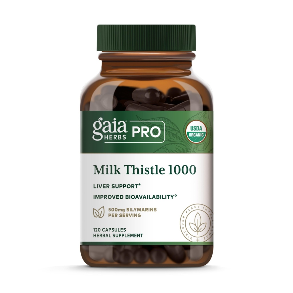 Gaia urter Pro Milk Thistle 1000 - Lever sundhed Support * - Lever Cell Health Supplement * med Silictive Milk Thistle Fruit Extract - 120 kapsler (30 Servere)