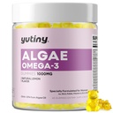 Vegansk Omega 3 Gummier for kvinder, Alger Omega 3 1000mg tillæg med DHA, EPA, GLA, vitamin A, E, B12, Folate, Skin & Brain Health, Sukker Free, 60 Greve