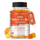 Vegansk Omega 3 Gummier for børn med DHA, Plant Based, 30 Servering, 60 Ct. Gelatine fri, Gluten fri, Non- GMO Omega 3 tillæg. Børn og tandlæger DHA gummier for hjerne, øje, hjerte & immunforsvar