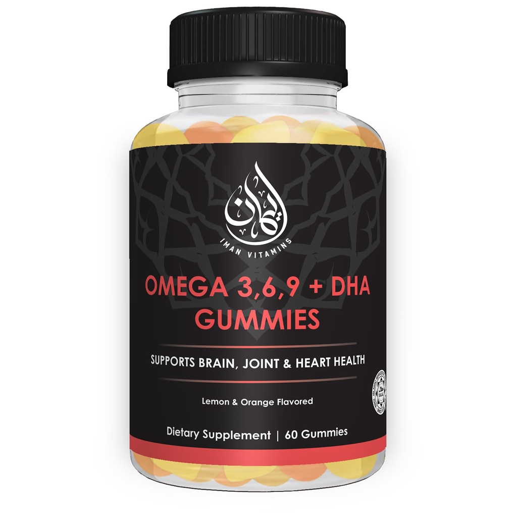 Halal Omega 3 6 9 + DHA gummies for admirals124; Understøtter øjne, hjerne, immunforsvar og hjerte sundhed