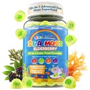 Sea Moss + Elderberry Gummies for Kids & Voksen, 19- 1 Super Food med Spirulina, Alger Omega 3, Algae Calcium, Ashwagandha, Mushroom, Vitamin D3, C for immun, Gut, Bone, Energy, Brain, Vegan 60Cts