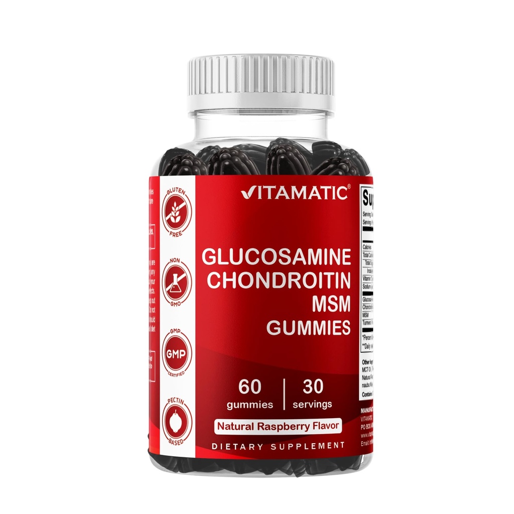 Vitamin Glucosamin Chondroitin Gummies med MSM & E-vitamin - Fælles støtteformel - 60 pectin- baserede Vegan Gummies