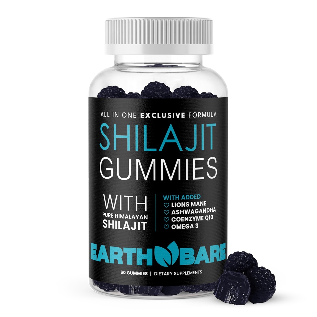Himalayan Shilajit med Lions Mane, Ashwagandha, CoQ10, og Omega-3 - Premium Eksklusive Gummies for Energy, Focus og Wellness - 60 Greve