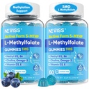 L Methylfolat Gummies & Methyl B12, Active 5- Mthf Methylerede Folate 5mg Supplement for Kvinder Mænd w / Methyl B Complex, Cholin, Magesium, Omega-3, Methyl Folate for Methylation, Focus, Mood, Sugar Free, 2Pack