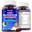 Kids Magnesium Glycinate Gummies - Magnesium Glycinate Supplement 200mg med L- theanin Omega-3 Calciumvitamin D3 & B12 til børn Natural Zzz ved sengetid & Samlet sundhed - Sukker fri & ikke-GMO