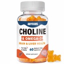 ABYSSUS Cholin Gummies til børn og voksne, Sugar Free Cholin Bitartrate Kosttilskud med Algal Omega-3 DHA EPA & Aktiv B6 B12, Brain & Leverstøtte, Vegan, 60 Greve