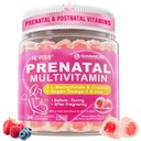 Prenatale vitaminer til kvinder Multivitamin Gummies w / Methylfolfolat 1mg, Cholin Omega-3 (DHA + EPA) Jern, Postnatale vitaminer til kvinder Amning 124; Før, Under & efter graviditet, Sugar Free, Vegan, 60Cts