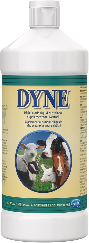 PetAg Dyne High Calorie Liquid Nutritional Supplement for husdyr - 32 oz - Inkluderer tilføjede vitaminer - Fremragende til undervægtige, stressede eller regenererende dyr