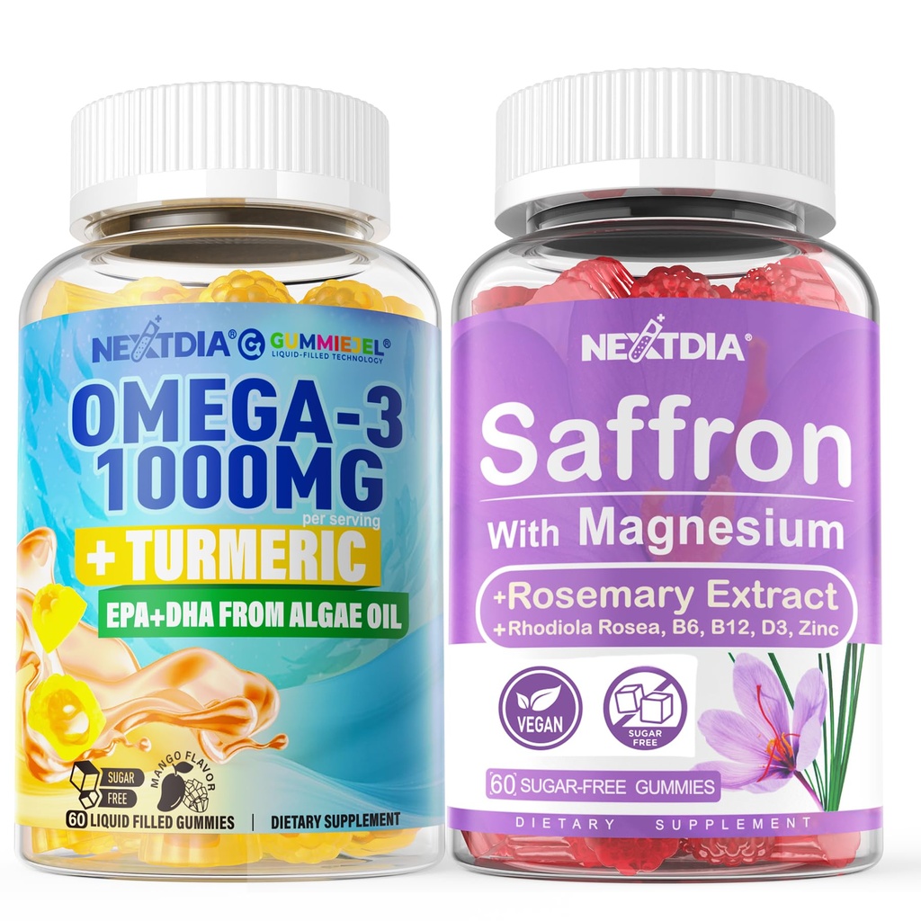 Vegansk Omega-3 1000mg + gurkemeje, Safran Supplements Gummies