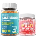 Sukkerfri Magnesium Glycinat Glycinat 400 mg med Ashwagandha + Dame Multivitamin Gummies w Omega-3, Calcium, Enzymer & Probiotika