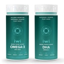 Iwi Omega-3 & DHA Omega-3 Bundle, 30 Servering, Vegan Plant- baseret Alger Omega 3, Krill & Fish Oil Alternative, Ingen Fishy Eftersmag