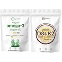 Micro Ingredients Vitamin D3 10,000iu + K2 200mcg Coconut Oil Softels & Vegan Omega 3 Alger Oil Supplement Bundle 2 Pack 124; Essential Sunshine Vitumes Medical 124; Omega-3 Fuld Spektrum Alternativ til fiskeolie