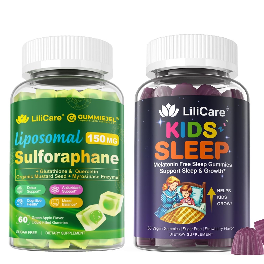LILICARE Kids Sleep Gummies & Sulforaphane med Glutathione Gummies