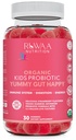 RUWAA NUTRITION Kids Organic Probiotic Gummies for fordøjelsessygdomme, immunforsvar, obstipation, bloating. 2.5 Millioner CFU, Strawberry Flavor, Chewable Probiotika til børn i alderen 4 +, 30ct (1)