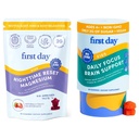FIRST DAG Kids Calming Gummies (Strawberry) & Brain Focus Gummies (Peach) for Rest & Opmærksomhed Meading & Energy Meading 124; No Melatonin Mead124; Stimulant- Free Mead124; Clean Label Project Verified ® Meading124; Vegan Meading124; 30- Day Supply