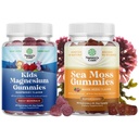 Bundle of Kids Magnesium Gummies - Rolig afspænding Mg Citrate med Raspberry Flavor for Nerve Health Muscles & Heart Support og Irish Sea Moss Gummies med Irish Sea Moss, Bladderwrack & Burdock Root
