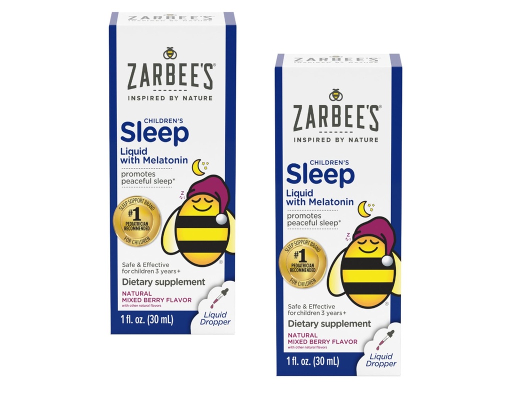 Zarbee 's Naturals Children' s Sleep Liquid med Melatonin Natural Berry Flavor - 1 oz, pakke med 2
