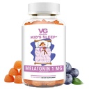 VITA GLOBE Kids Sleep Melatonin Gummies 1mg, Children 's Chewable Melatonin Gummy, Non-GMO, Vegan, Sleep Aid Supplement, Relieves Lejlighedsløshed, 60 Greve (pakke med 1)