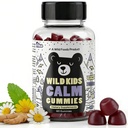 Wild Foods Kids Calm Gummies - Ashwagandha Gummies for Kids w / GABA, L- Theanine, Lemon Balm & Charmomile - Support Natural Relaxation, Stress Relief & Sleep, for Children 4 +, Berry Flavor, 60 Greve