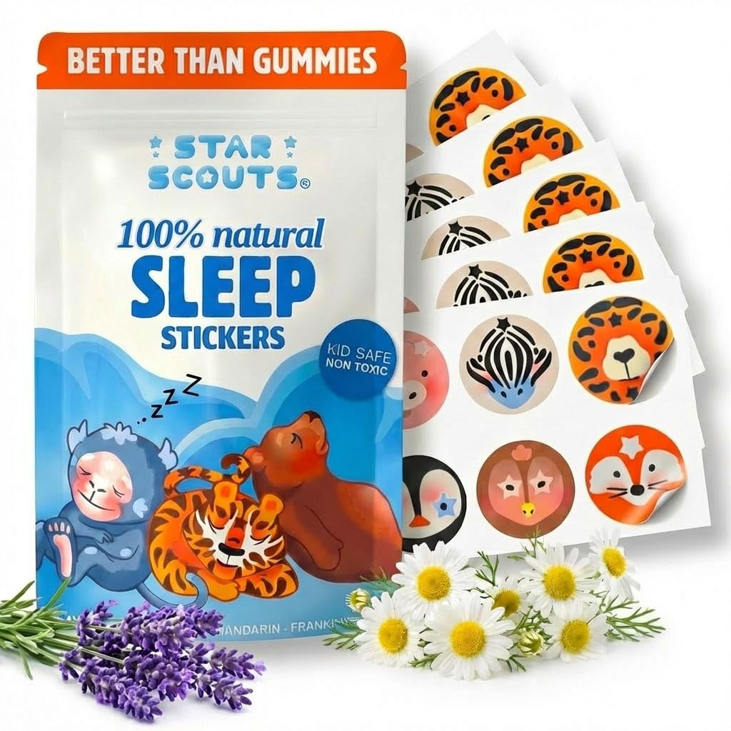 Stjernespejdere Soveplastre for børn - 30 kaldende soveklapper for børn med sovekort - Melatonin-gratis soveklapper for tandlæger, børn og teenagere med lavendel & kamilleolier