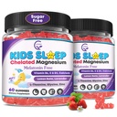 Kids Sleep Gummies, NO Melatonin Sleep Aid Gummies w / Magnesium Glycinate, Calcium Citrat, L- Theanin, GABA, Vitamin D3 K2 B6 Zink, Kamille & Lemon Balm for Zzz & Relax, Brain, Bone, Non- GMO 2Pack