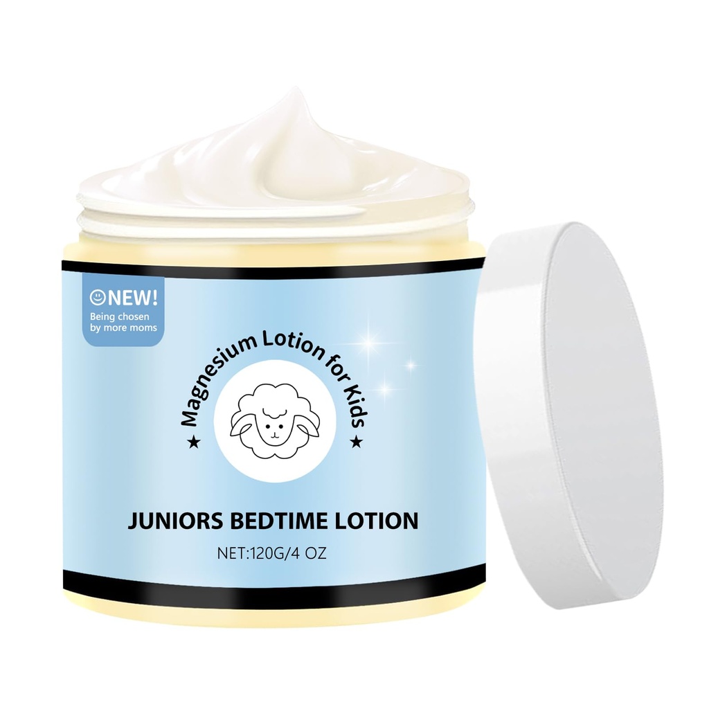 Magnesiumlotion til børn - Organisk Magnesiumlotion til babyer - Lindrende lindring og afslapning - Topiske Magnesiumcream Calms Børn ved sengetid & Nat - Uden Melatonin (4 oz)