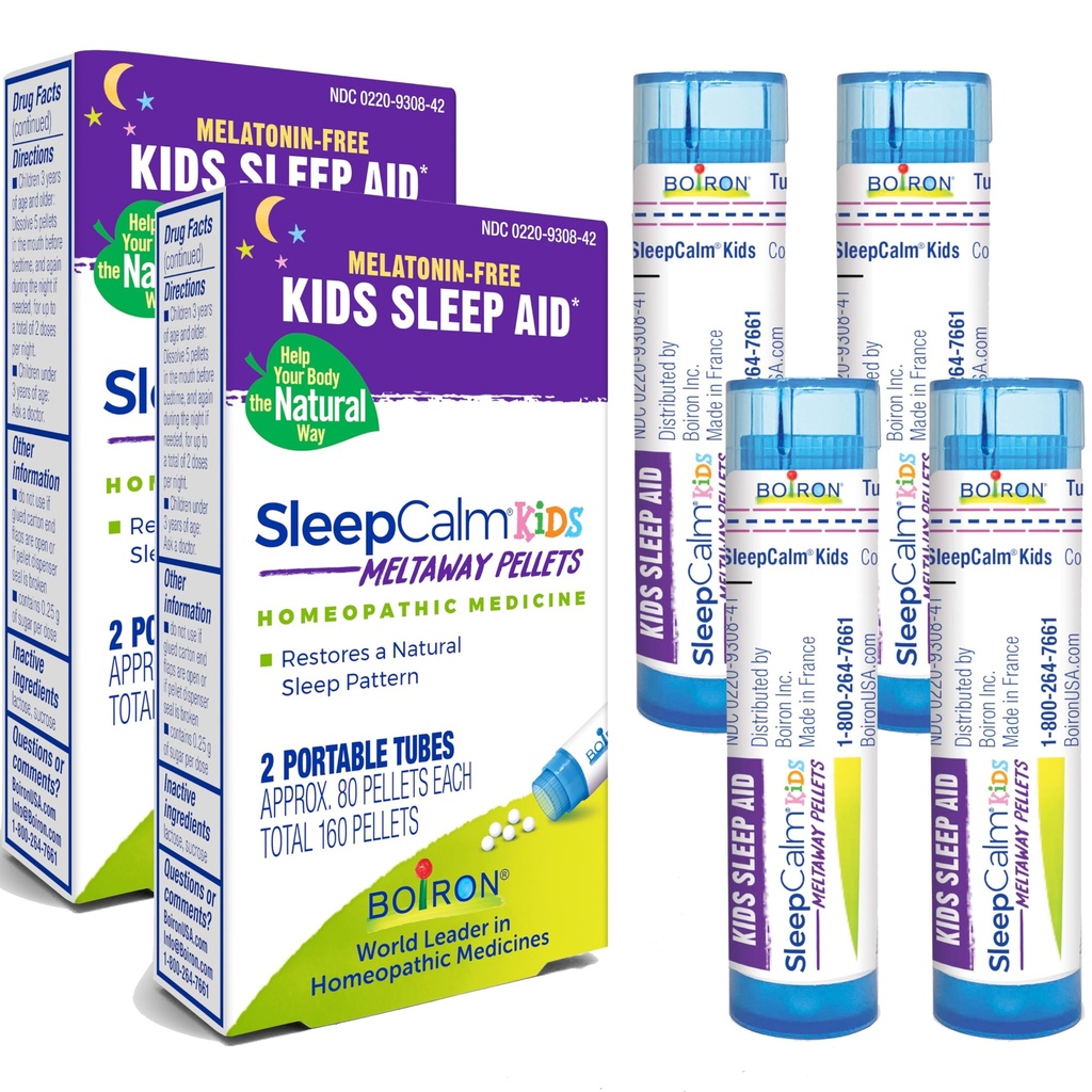 Boiron SleepCalm Kids sovestøtte til dyb, afslappende, rolig nattesøvn - Melatonfri og ikke habitat - 80 Pellets per Tube - 4 Total Tubes Sleep Call