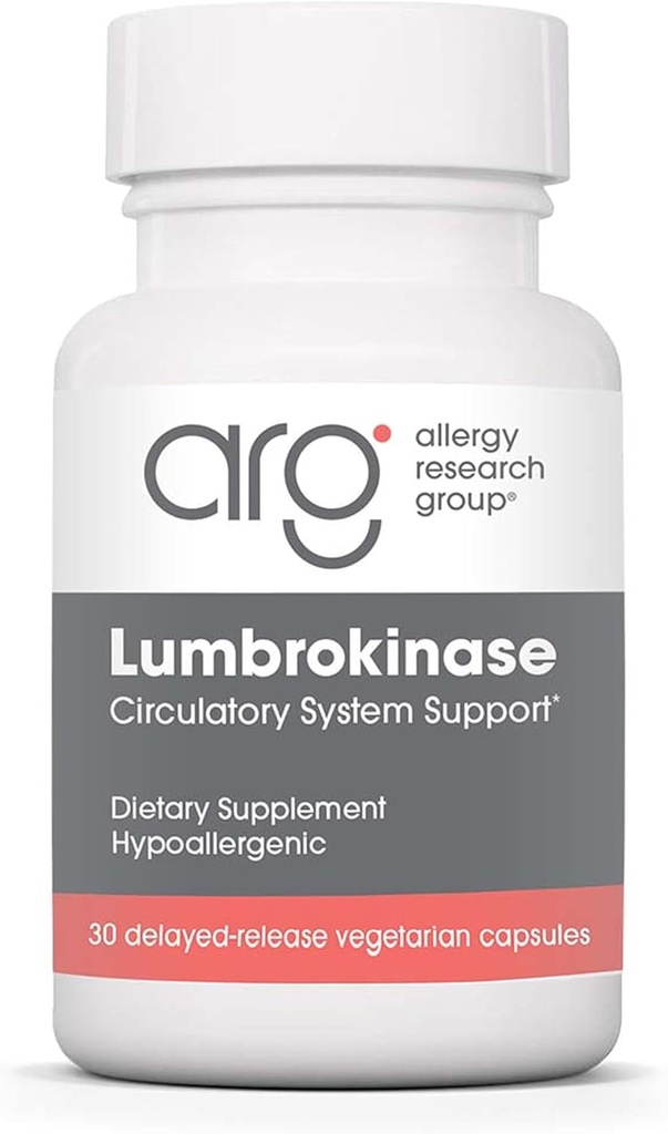 Allergy Research Group Lumbrokinase Supplement - Circulatory System Support, Understøtter blodcirkulation allerede i det normale område - 30 forsinkede frigivelse Vegetariske kapsler