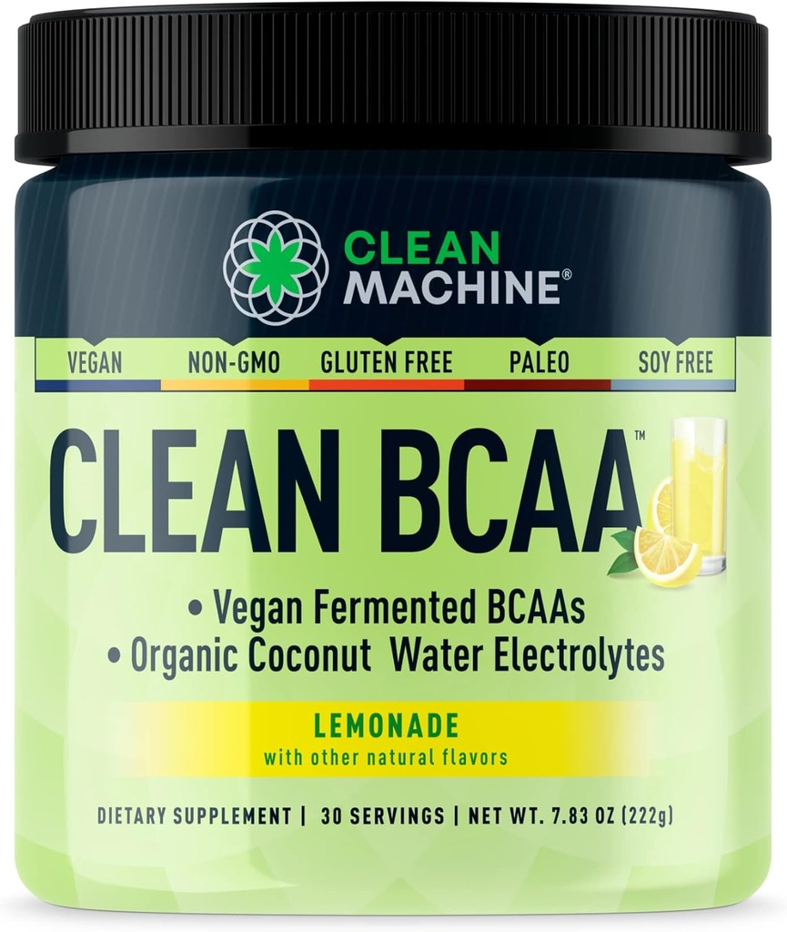 Ren BCAA - 2: 1: 1 Mad bestøvet BCAAs pulver & kokos vand Electrolytes Recovery & Amino Energy Supplement - Award Winning Vegan Aminosyre Supplement - 30 Servering - Lemonade
