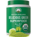 Peak Performance Organic Green Superfood Powder. Bedste Tasting Super Green Powder med 25 + økologiske ingredienser til Max Energy og atletisk ydeevne. Vegansk keto Green Juice Daglig drik