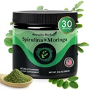 Organic Spirulina + Organic Moringa Green Powder, Gluten- Free, Vegansk Friendly, Detox & Digest, Superfoods 30 Servere Made in USA