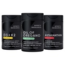 Sports Research ® Antioxidant Support Pack - Oil of Oregano 9500mg + D3- vitamin K2 5000iu + Triple Strength Astaxanthin