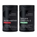 Sports Research ® Vegan Antioxidant Support Pack - Omega-3 Algae Oil and Plant Based Astaxanthin Softgels for Antioxidant Activity, Skin & Eye Health (60 Veggie Softgels Hver)