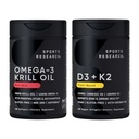 Sports Research ® Multivitamin Pack - Omega-3 Krill Oil 500mg w / Cholin, Phospholipider & Astaxanthin og Vitamin K2 & Vegan D3 5000iu med kokos MCT Oil - non-GMO · Gluten Free