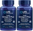 Life Extension Super Omega-3 Plus EPA / DHA Fish Oil, Sesame Lignans, Olive Extract, Krill & Astaxanthin - Heart, Brain & Joint Health Support - Gluten- Free, Non- GMO - 120 Softgels, (Pack of 2)