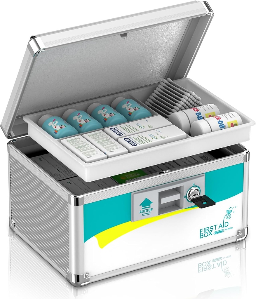 Glosen Medicine Lock Box, Medication Lock Box, Locking Medicine Box, Security Lock Boxes Tommer, førstehjælp Nøgle, Lås boks til medicin