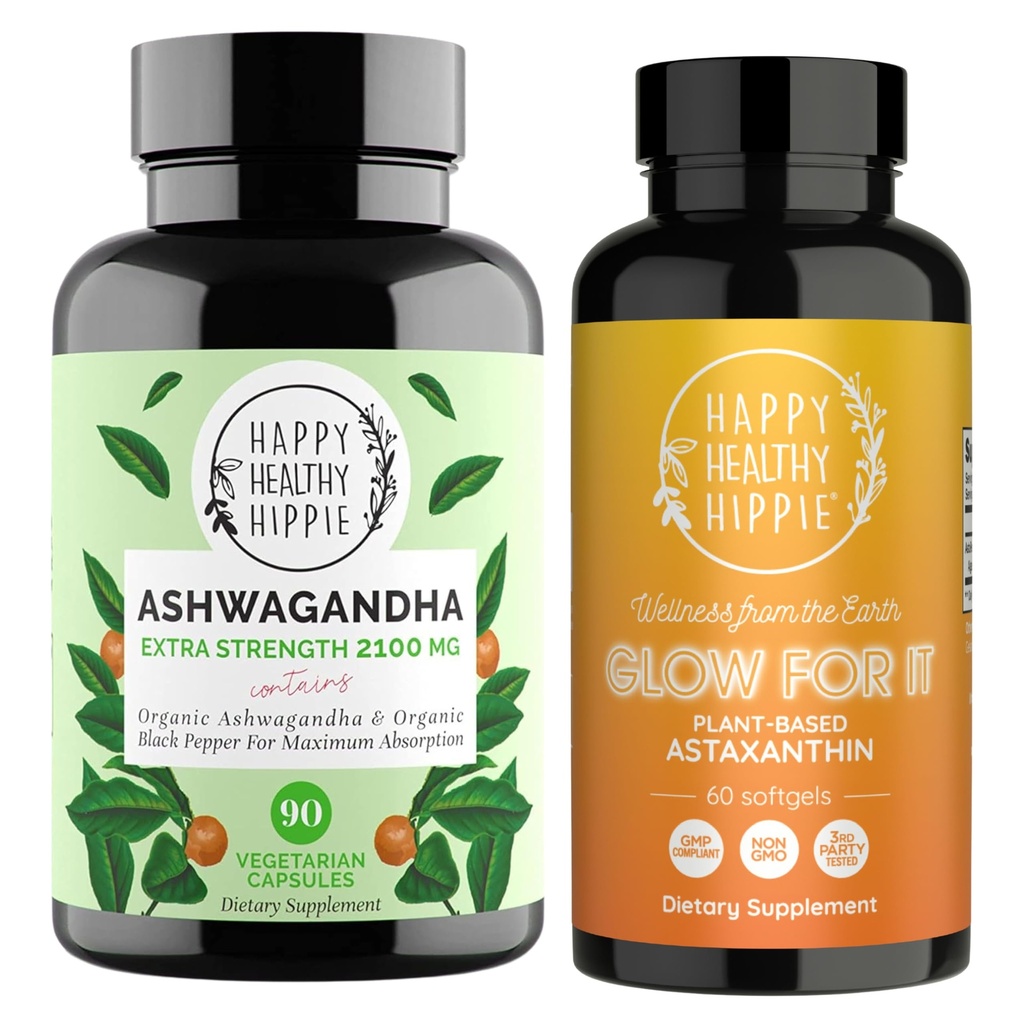 Happy Sund Hippie Glow for It Astaxanthin Supplement & Organic Ashwagandha Kapsler