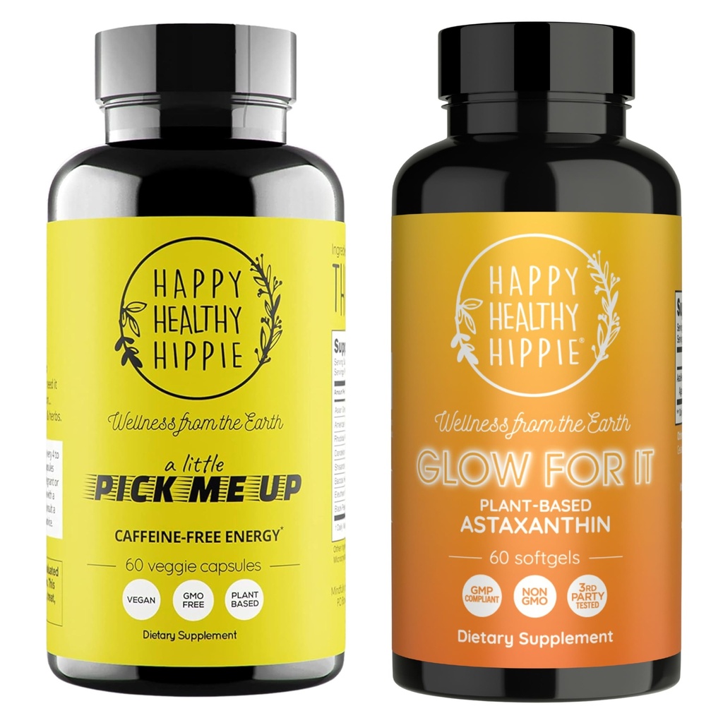 Happy Sund Hippie Glow for It Astaxanthin Supplement & A Little Pick me Up Natural Energy Pills