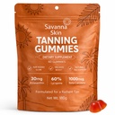 Savanna Skin Tanning Gummies, med vitamin C & E, Astaxanthin, Beta Caroten, Skin Radiance & Hydration for Natural Looking Glow, Bronzing, Non- GMO, Vegan & Sugar Free - 60 Greve (1)