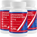 35 mg Liposomal Astaxanthin Supplement - Kraftig antioxidant støtte til hud, led- og øjensundhed - Naturlig anti - Aging formel med Pure Astaxanthin - Vegan, Non- GMO, 180 kapsler