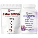 Micro Ingredients Astaxanthin 12mg Softels & Resveratrol NAD Kosttilskud 3,000mg Veggie Kapsler 124; 2 Pack Bundle ttesmå 124; Friske mikroalger Kilde: 124; 11- antioxidant Blend med Quercetin & Berberine